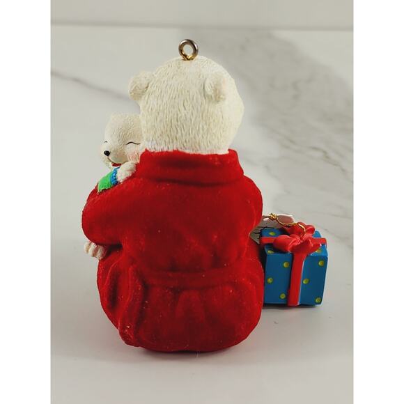 Christmas Tree Ornament AGC Teddy Bear w/ Baby 2 3/4" To My Dad Figurine 20s Vtg - Picture 8 of 16